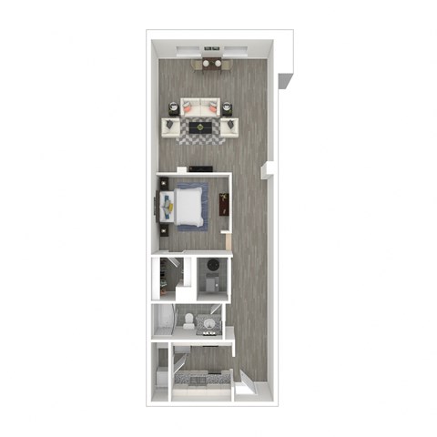 Floor plan for studio, 1 bath, 935 sqft