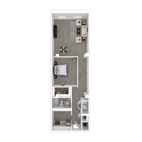 Floor plan for studio, 1 bath, 943 sqft