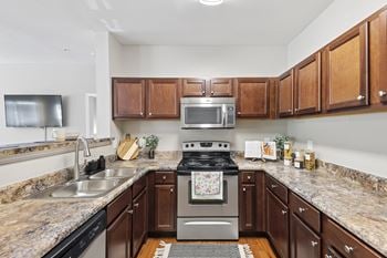 Fully equipped kitchens with stainless style appliances