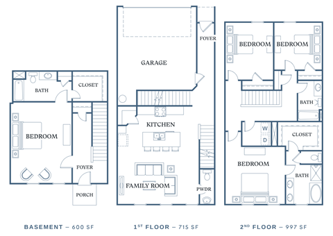 Floor plan for 4 beds, 3.5 baths, 2322 sqft