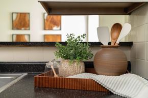Knoxville townhouse for rent - A kitchen counter with a plant, wooden utensils, and a jar.