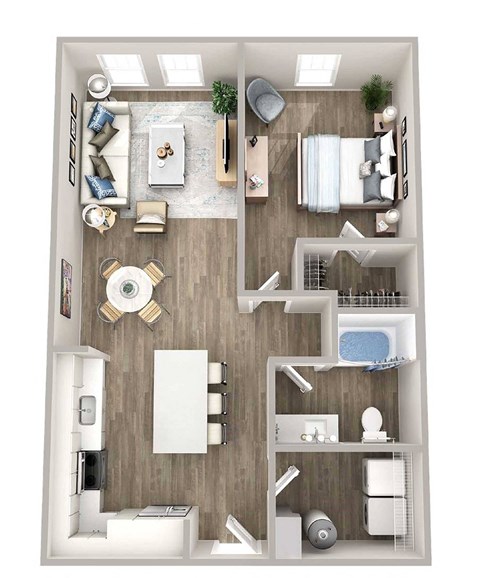 Floor plan for 1 bed, 1 bath, 816 sqft