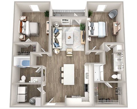 Floor plan for 2 beds, 2 baths, 1176 sqft
