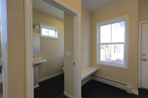 South Burlington apartment for rent - Entryway to the aparment with first floor bathroom on the left