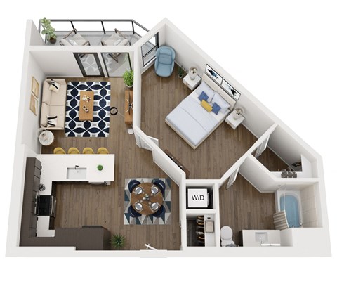 Floor plan for 1 bed, 1 bath, 758 sqft