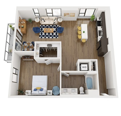 Floor plan for 1 bed, 1 bath, 1155 sqft