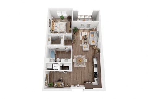 Floor plan for 1 bed, 1 bath, 861 sqft