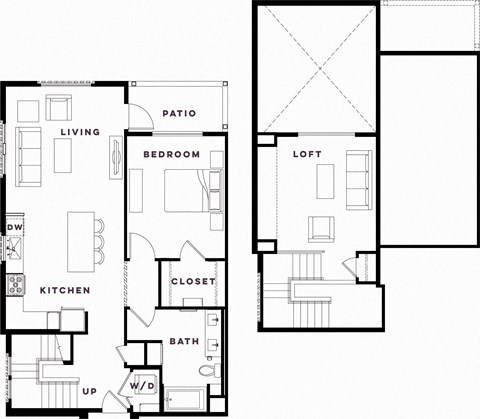 Floor plan for 1 bed, 1 bath, 1137 sqft