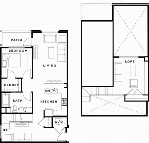 Floor plan for 1 bed, 1 bath, 1113 sqft