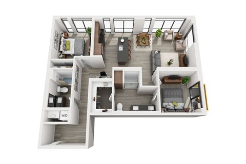 Floor plan for 2 beds, 2 baths, 1191 sqft