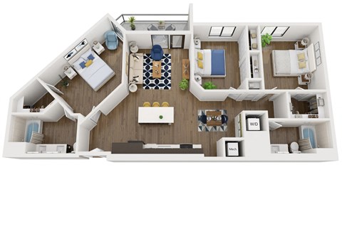 Floor plan for 3 beds, 2 baths, 1429 sqft