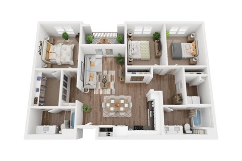 Floor plan for 3 beds, 2 baths, 1320 sqft