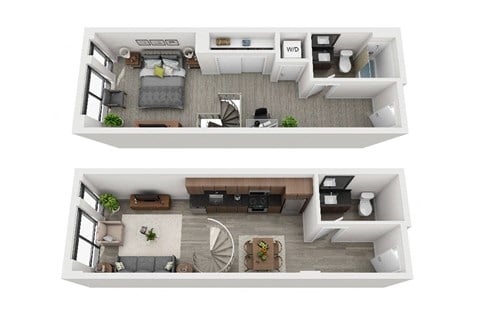 Floor plan for studio, 1 bath, 443 sqft