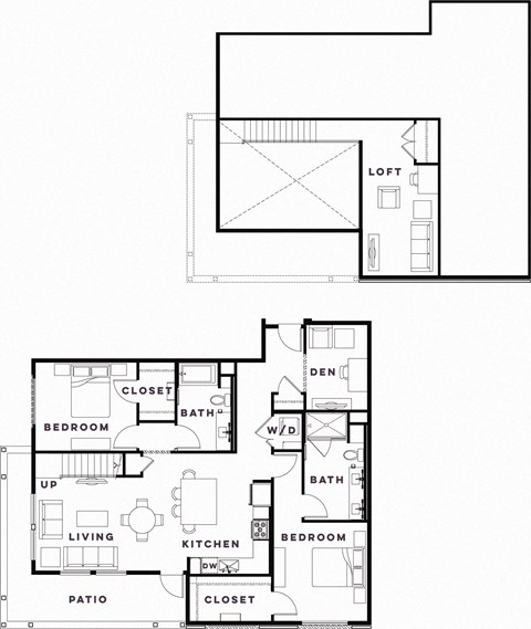 Floor plan for 2 beds, 2 baths, 1659 sqft