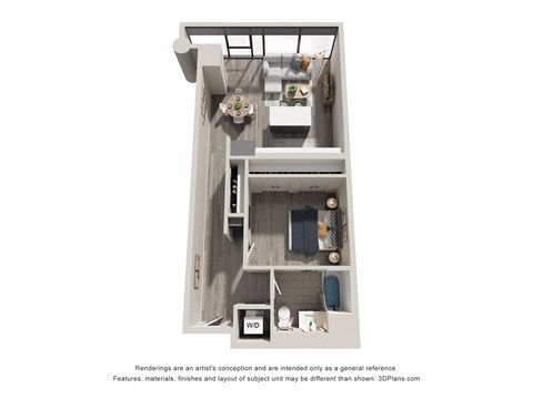 Floor plan for 1 bed, 1 bath, 812 sqft