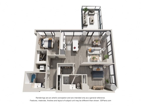 Floor plan for 2 beds, 2 baths, 1228 sqft