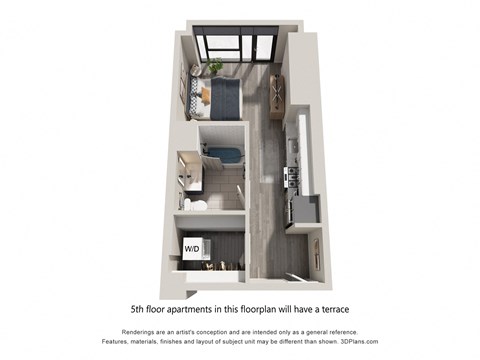 Floor plan for studio, 1 bath, 431 sqft