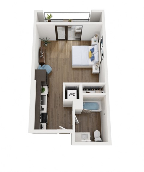 Floor plan for studio, 1 bath, 459 sqft