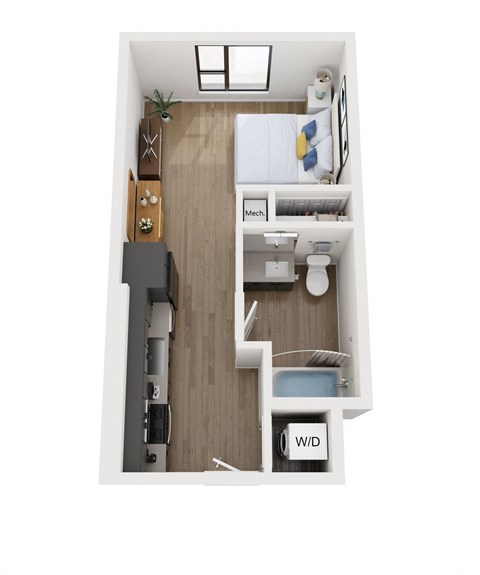 Floor plan for studio, 1 bath, 428 sqft