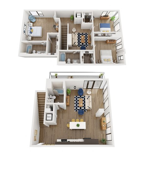Floor plan for 3 beds, 3 baths, 2323 sqft