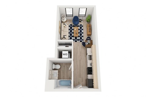 Floor plan for studio, 1 bath, 430 sqft