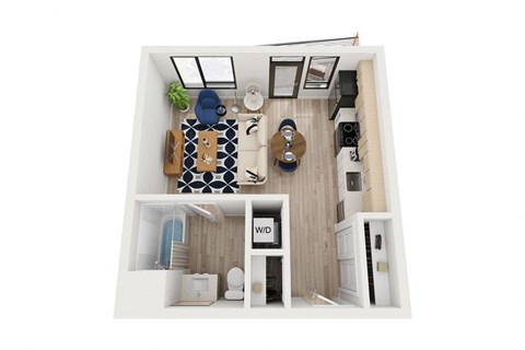 Floor plan for studio, 1 bath, 461 sqft