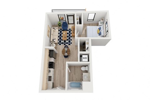 Floor plan for 1 bed, 1 bath, 554 sqft