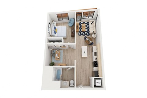 Floor plan for 1 bed, 1 bath, 786 sqft