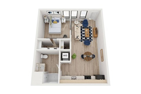 Floor plan for 1 bed, 1 bath, 756 sqft