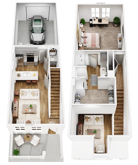 Floor plan for 1 bed, 1.5 baths, 900 sqft