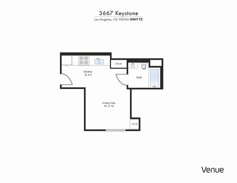Floor plan for studio, 1 bath, 350 sqft
