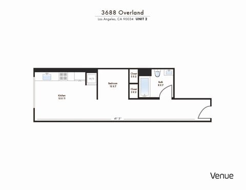 Floor plan for studio, 1 bath, 439 sqft