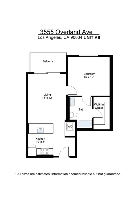Floor plan for 1 bed, 1 bath, 752 sqft