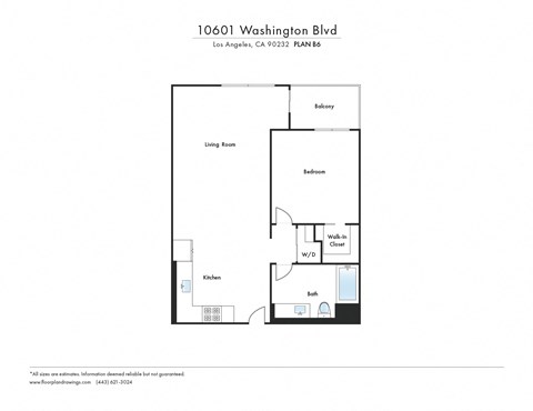 Floor plan for 1 bed, 1 bath, 787 sqft