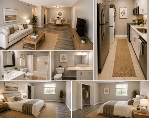 Floor plan for 2 beds, 1.5 baths, 884 sqft