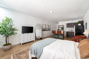 Centralia apartment for rent - A bedroom with a large bed and a tv.
