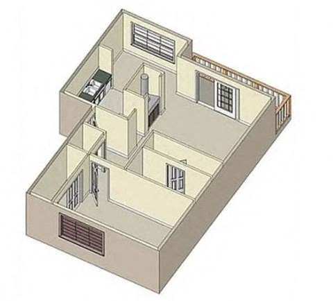 Floor plan for 1 bed, 1 bath, 494 sqft