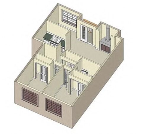 Floor plan for 2 beds, 2 baths, 1096 sqft