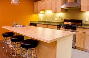 Seattle apartment for rent - a kitchen with a wooden counter top