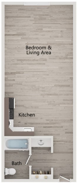 Floor plan for studio, 1 bath, 462 sqft