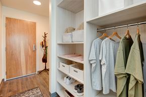 Seattle apartment for rent - a walk in closet with a door to the bathroom