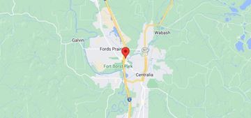 Centralia apartment for rent - A map shows a red pin labeled "Fords Prairie" near a road intersection.