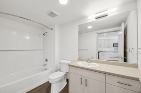 Seattle apartment for rent - a bathroom with a sink toilet and a bath tub