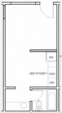 Floor plan for studio, 1 bath, 336 sqft