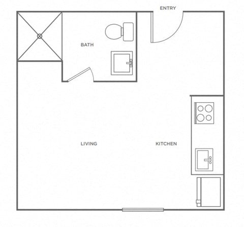 Floor plan for studio, 1 bath, 176 sqft