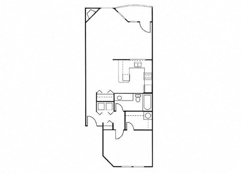 Floor plan for 1 bed, 1 bath, 832 sqft