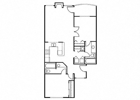Floor plan for 2 beds, 2 baths, 940 sqft
