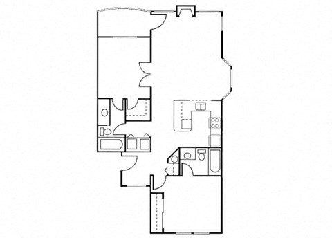 Floor plan for 2 beds, 2 baths, 966 sqft