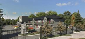 Fife apartment for rent - an artist s impression of an apartment building planned for a city street