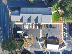 Marysville apartment for rent - an aerial view of a building in a parking lot